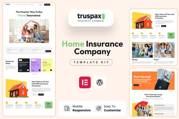 truspax insurance agency elementor template kit 1