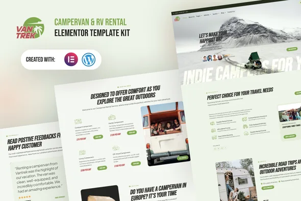 vantrek campervan rv rental elementor pro template kit 1