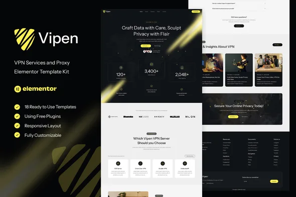 vipen vpn services proxy elementor template kit 1