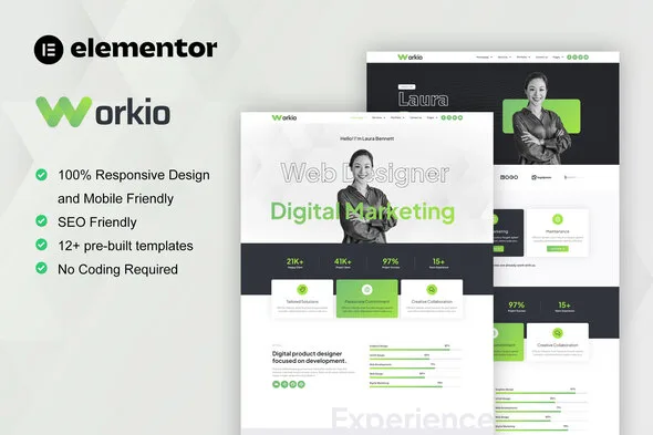workio digital service creative portfolio elementor template kit 1
