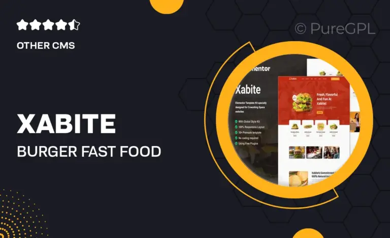 xabite burger fast food elementor template kit