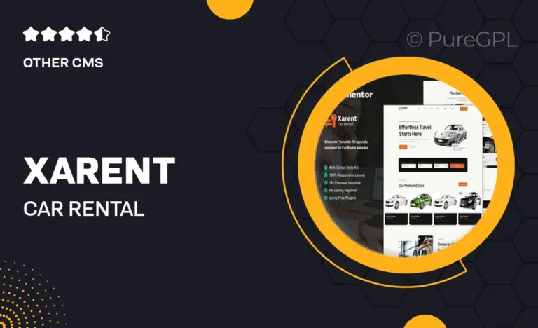 xarent car rental elementor template kit