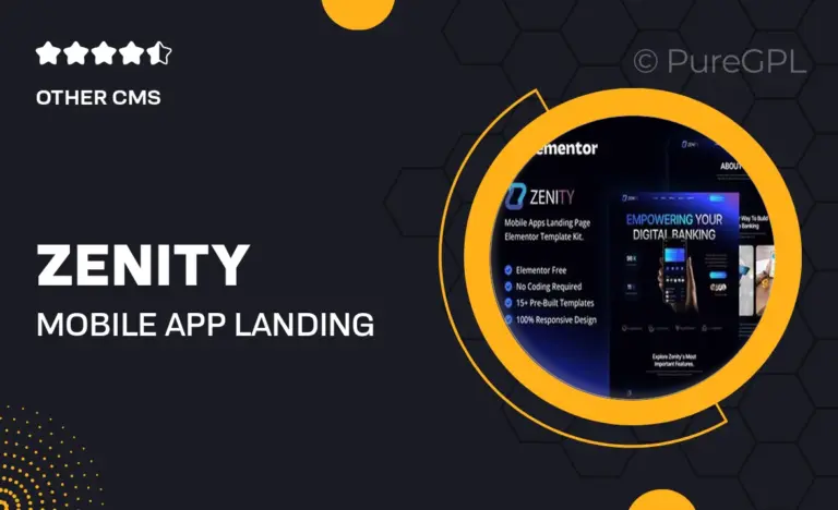 zenity mobile app landing page elementor template kit