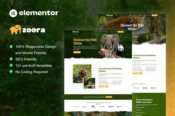 zoora safari zoo elementor pro template kit 1