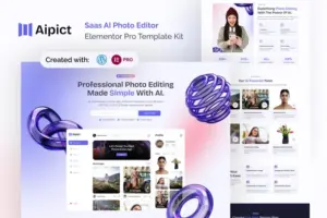Aipict – Saas AI Photo Editor Website Elementor Pro Template Kit