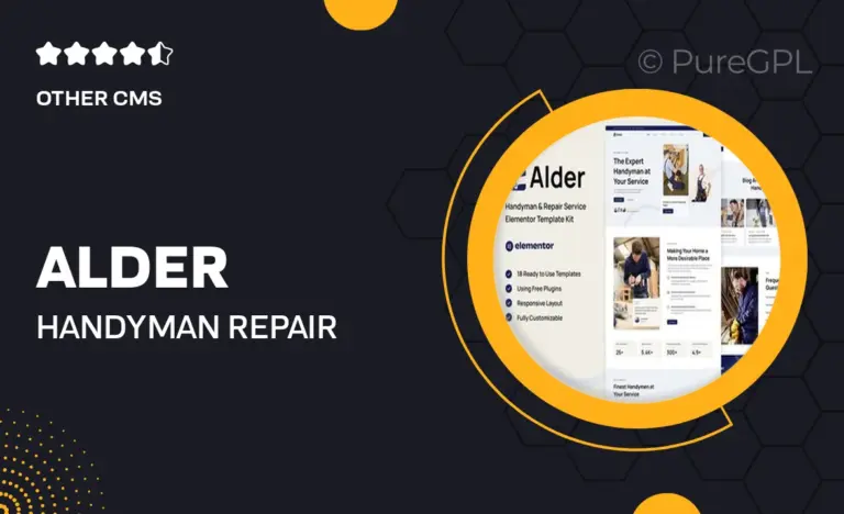 alder handyman repair service elementor template kit