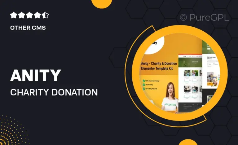 anity charity donation elementor template kit