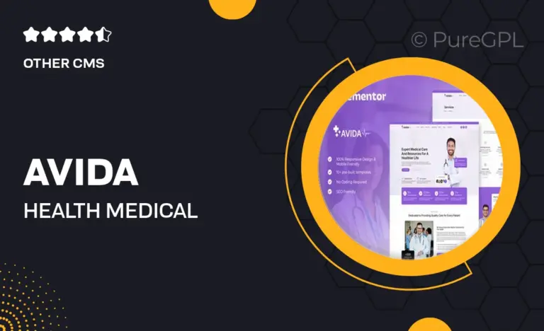 avida health medical elementor template kit