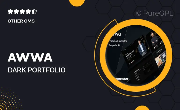 awwa dark portfolio elementor template kit