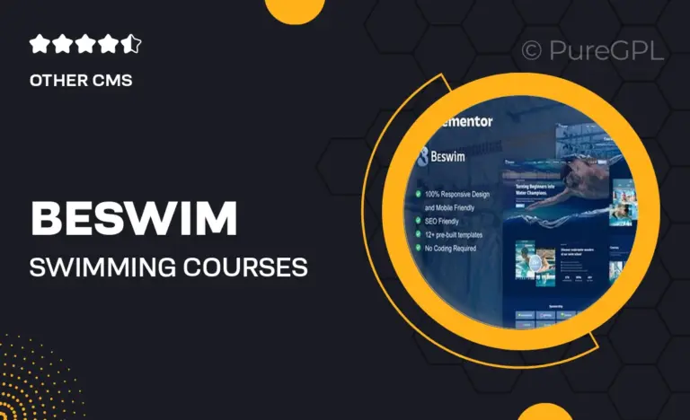 beswim swimming courses training elementor pro template kit