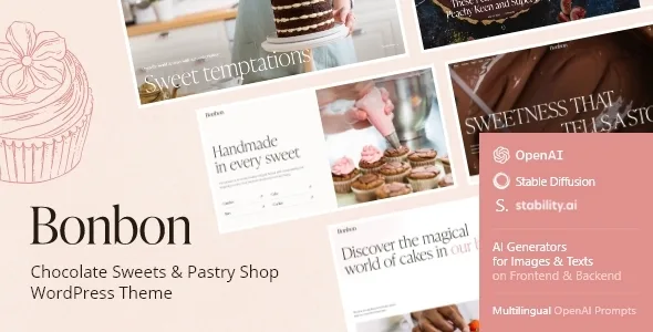 Bonbon – Chocolate & Pastry Shop WordPress Theme + AI
