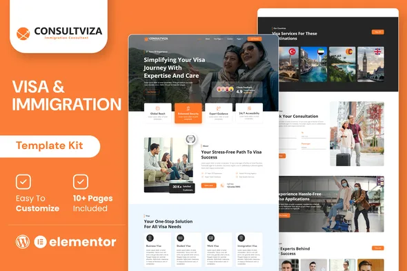 consultviza immigration visa consulting elementor template kit 1