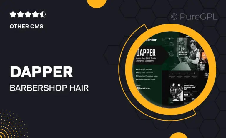 dapper barbershop hair studio elementor template kit
