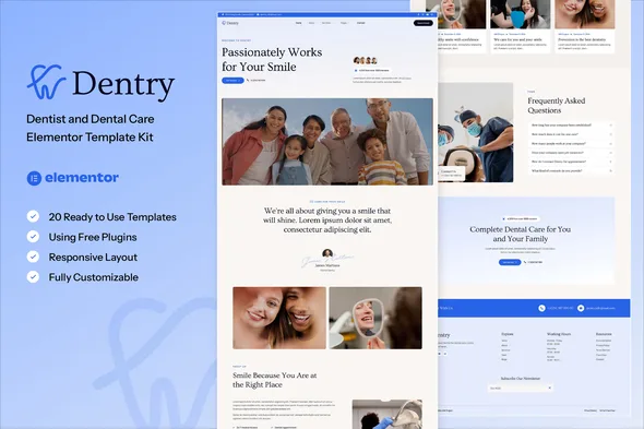 dentry dentist dental care elementor template kit 1