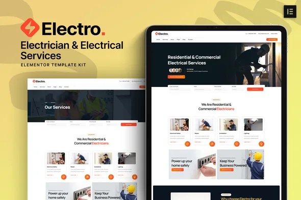 electro electrician electrical services elementor template kit 1