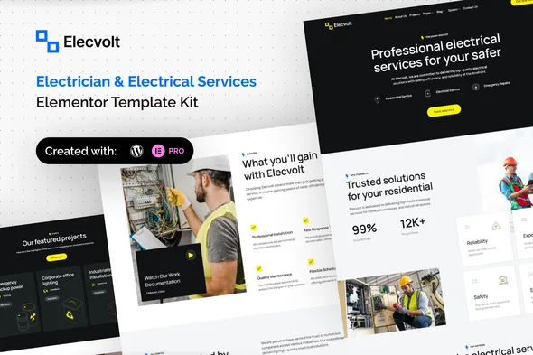 elecvolt electrician electrical services elementor template kit 1