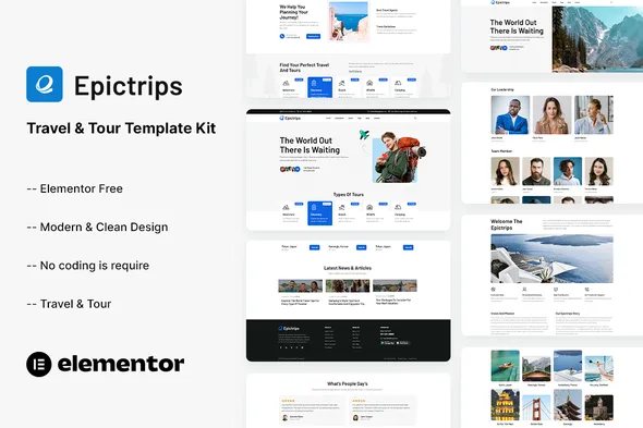 epictrips travel tour elementor template kit 1
