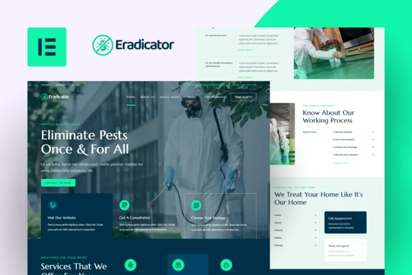eradicator pest control services elementor pro template kit 1
