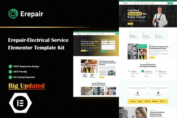 erepair electrical service elementor template kit 1