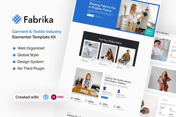 fabrika garment textile industry elementor template kit 1