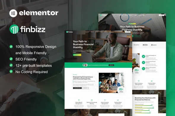 finbizz finance investment manager elementor template kit 1