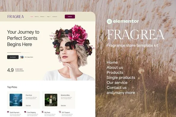 fragrea fragrance store elementor tempate kit 1