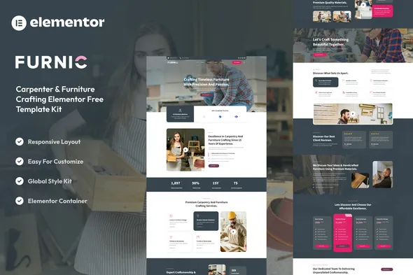 furnic carpenter furniture crafting elementor template kit 1