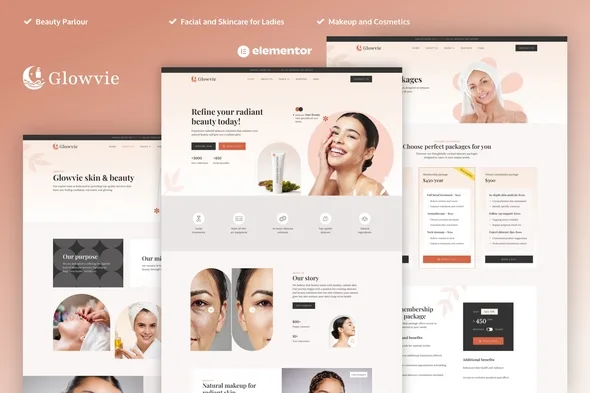 glowvie beauty skincare elementor pro template kit 1