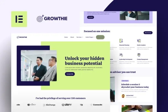 growthie business coach elementor template kit 1