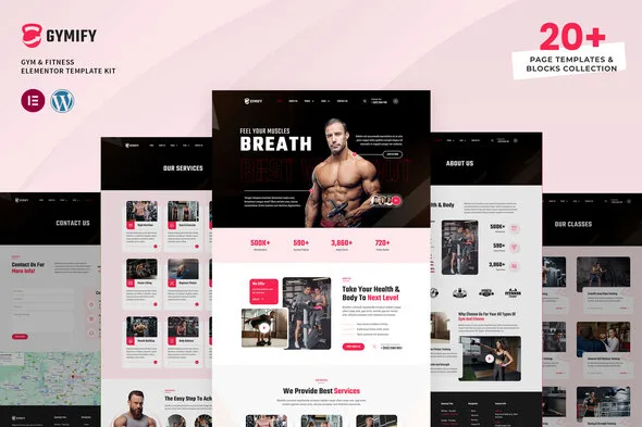 gymify gym fitness elementor pro template kit 1