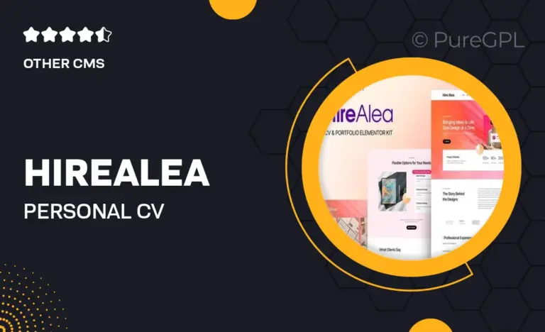 hirealea personal cv elementor template kit