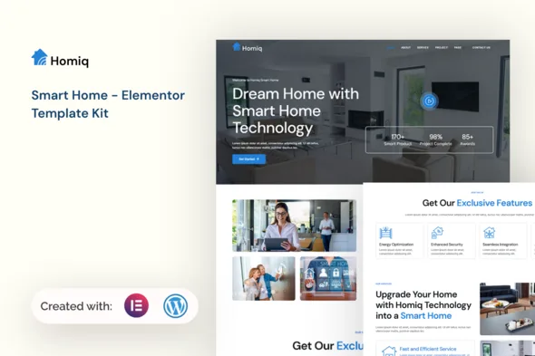 homiq smart home elementor template kit 1
