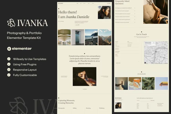 ivanka photography portfolio elementor template kit 1