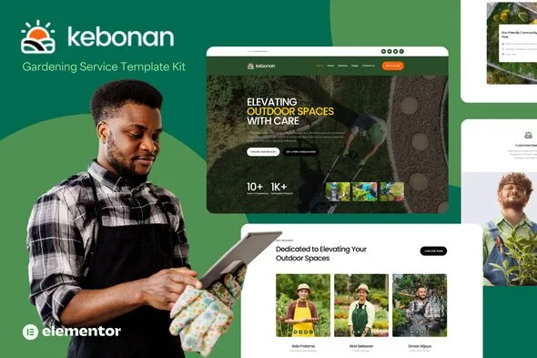 kebonan landscape gardening service elementor template kit 1