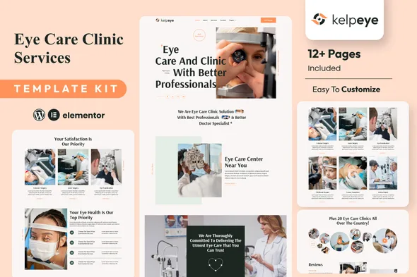 kelpeye optometrist eye care elementor template kit 1