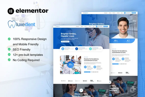 luxedent dentist dental care elementor pro template kit 1
