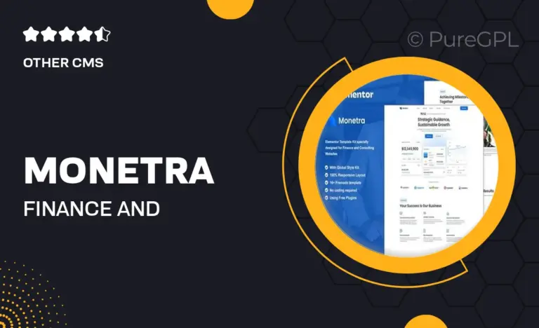 monetra finance and consulting elementor template kit