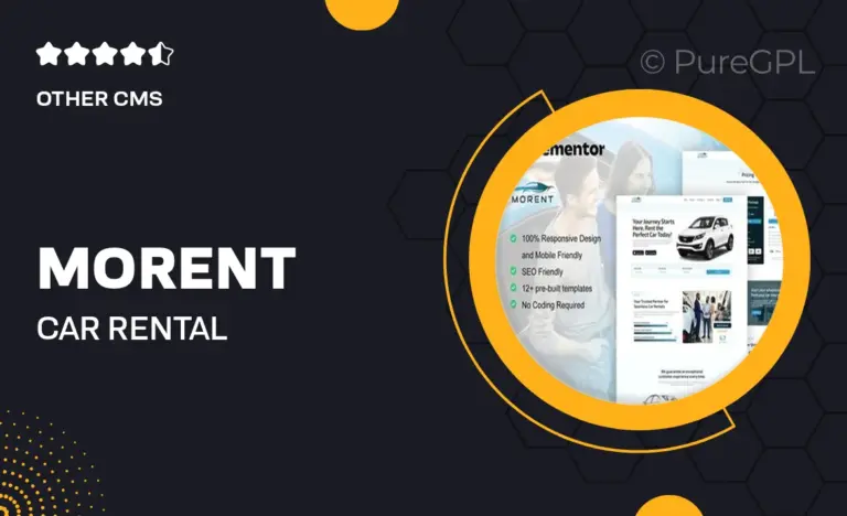 morent car rental elementor pro template kit