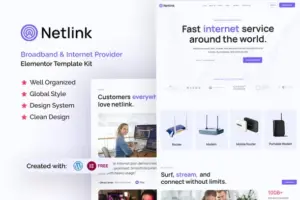 Netlink – Broadband & Internet Provider Elementor Template Kit