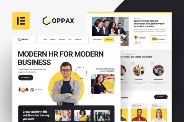 oppax hr solutions elementor template kit 1