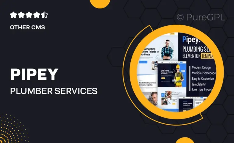 pipey plumber services elementor template kit