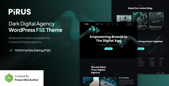 pirus dark digital agency fse wordpress theme 1