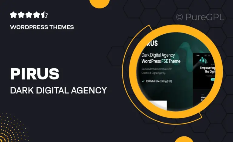 pirus dark digital agency fse wordpress theme
