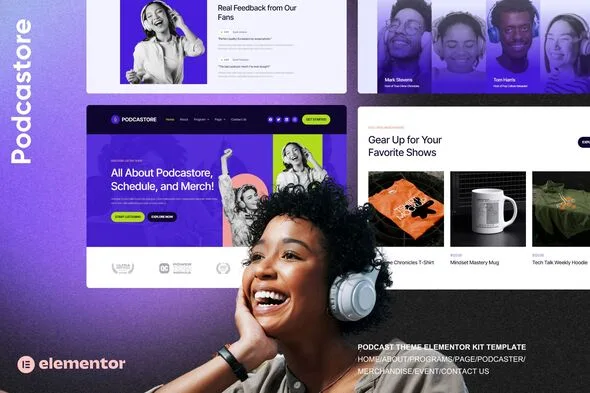 podcastore podcast merch store elementor kit 1