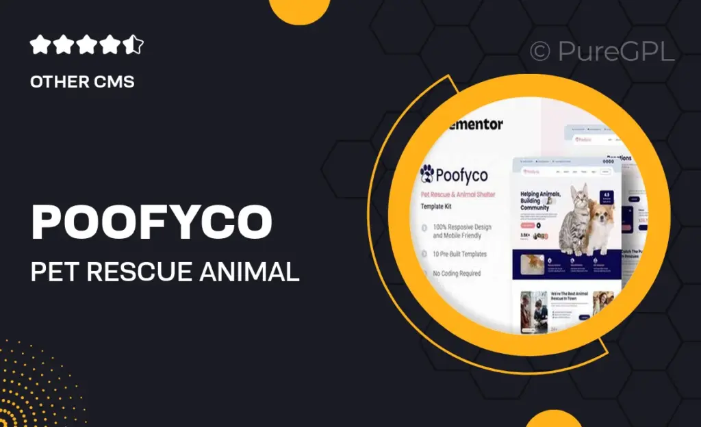 Poofyco – Pet Rescue & Animal Shelter Elementor Template Kit 55 Poofyco – Pet Rescue & Animal Shelter Elementor Template Kit