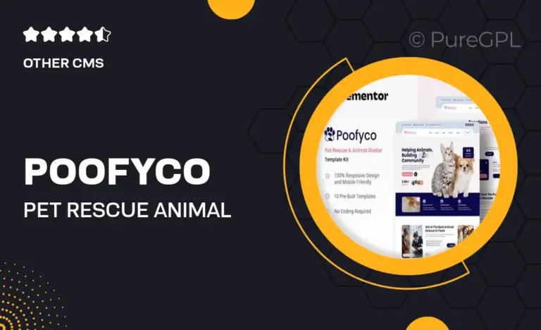 poofyco pet rescue animal shelter elementor template kit
