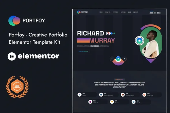 portfoy portfolio elementor template kit 1