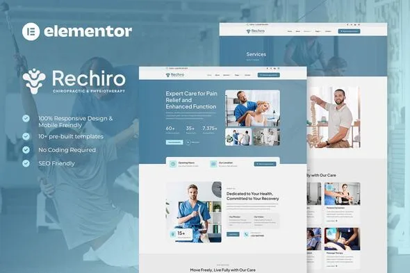 rechiro chiropractic physiotherapy elementor template kit 1