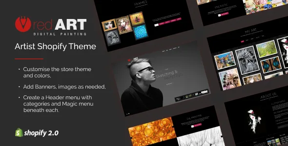 red art shopify arts portfolio gallery store theme 1
