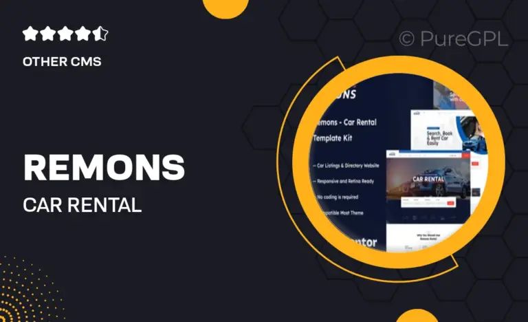 remons car rental elementor template kit